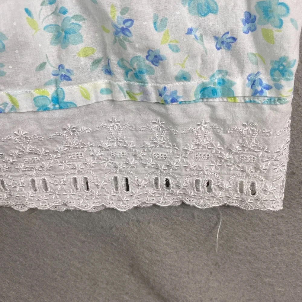 Eileen West Cotton Lawn Chemise Nightgown Small pearl buttons lace cottage blue